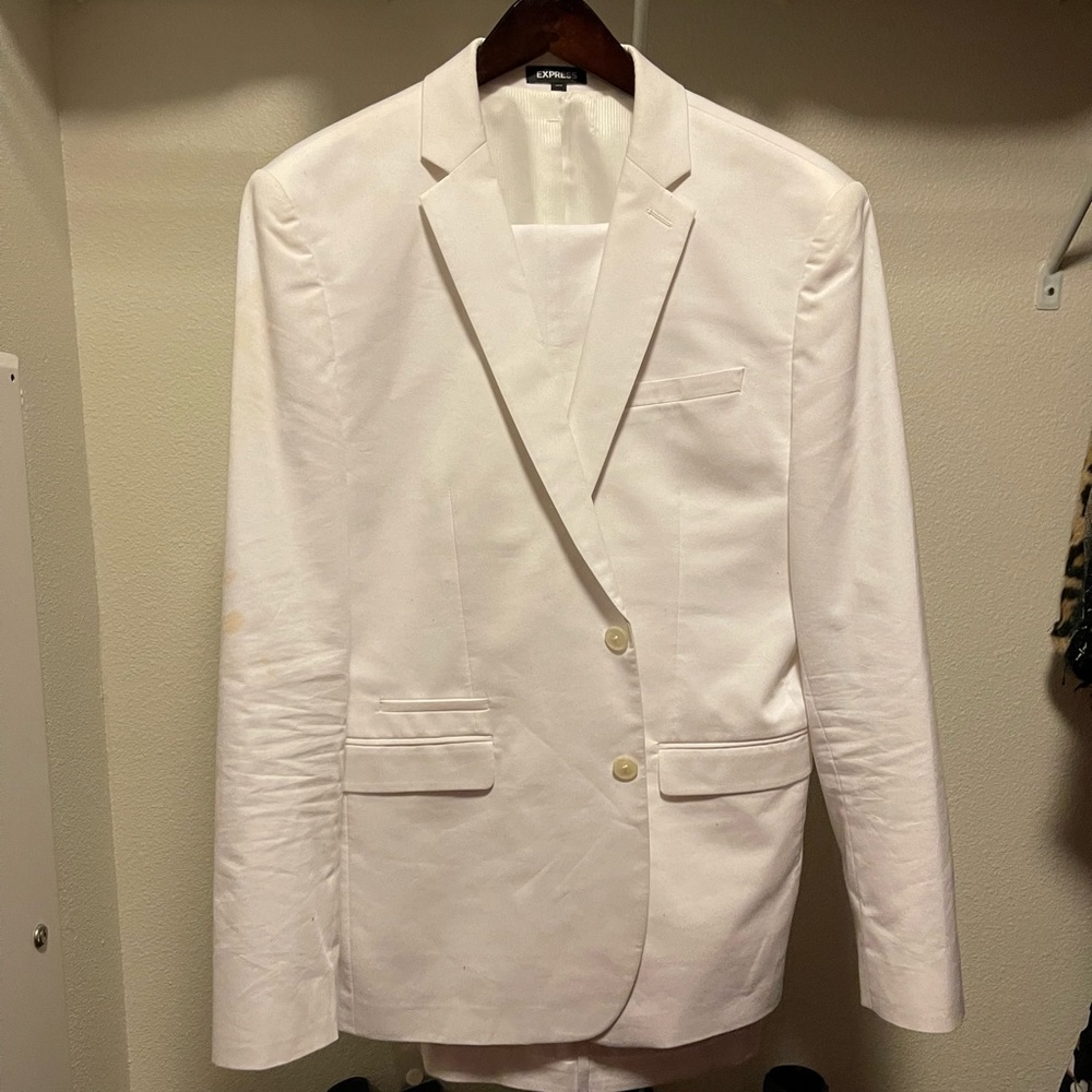 Mens white suit jacket and pants from Express